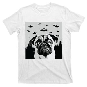 Alien UFO Funny Pug Dog Lover Men Women Kids T-Shirt