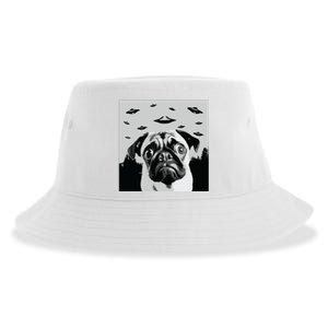 Alien UFO Funny Pug Dog Lover Men Women Kids Sustainable Bucket Hat