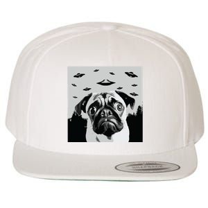 Alien UFO Funny Pug Dog Lover Men Women Kids Wool Snapback Cap