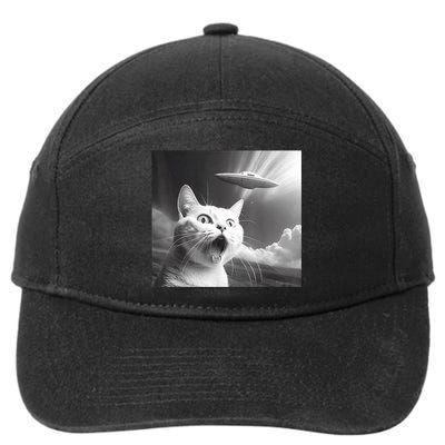 Alien UFO Funny Cat 7-Panel Snapback Hat