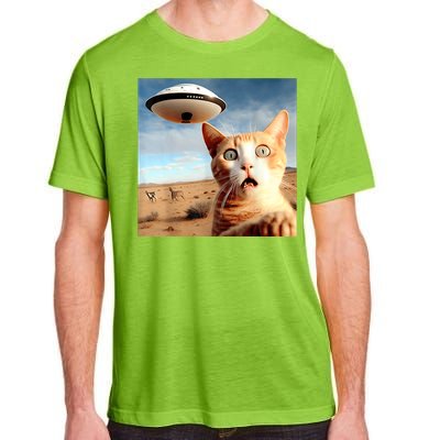 Alien UFO Funny Cat Selfie Adult ChromaSoft Performance T-Shirt