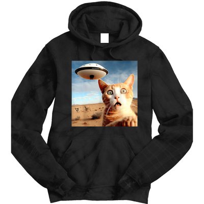 Alien UFO Funny Cat Selfie Tie Dye Hoodie