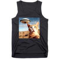 Alien UFO Funny Cat Selfie Tank Top