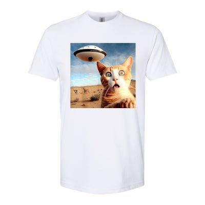 Alien UFO Funny Cat Selfie Softstyle CVC T-Shirt