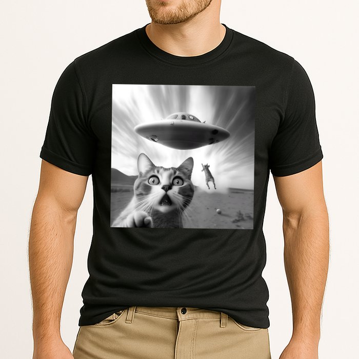 Alien UFO Funny Cat Selfie Cooling Performance Crew T-Shirt