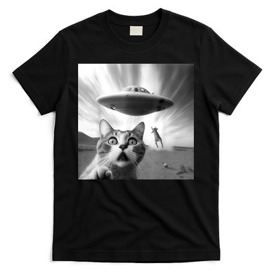 Alien UFO Funny Cat Selfie T-Shirt
