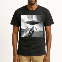 Alien UFO Funny Cat Selfie Tall T-Shirt