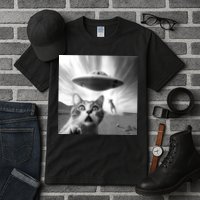 Alien UFO Funny Cat Selfie Tall T-Shirt