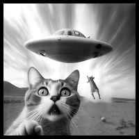 Alien UFO Funny Cat Selfie Backpack