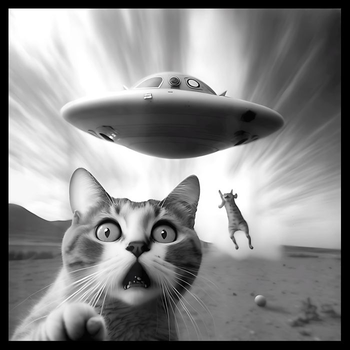 Alien UFO Funny Cat Selfie Backpack