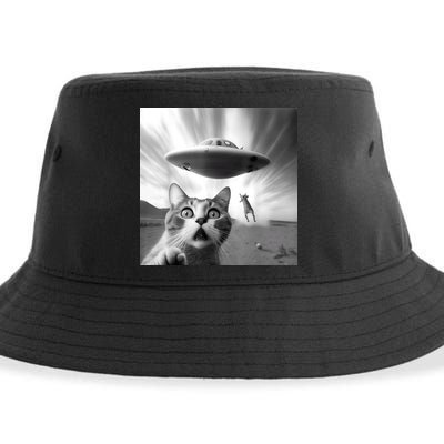 Alien UFO Funny Cat Selfie Sustainable Bucket Hat