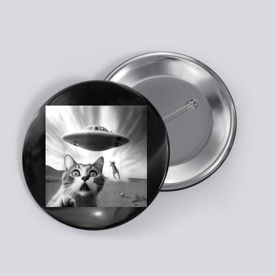 Alien UFO Funny Cat Selfie Button