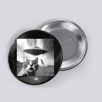 Alien UFO Funny Cat Selfie Button