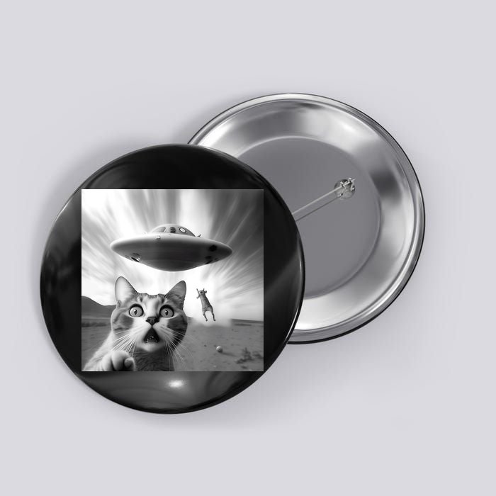 Alien UFO Funny Cat Selfie Button
