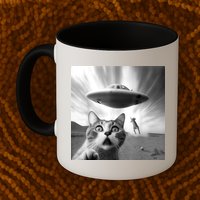 Alien UFO Funny Cat Selfie Mug