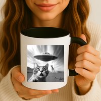 Alien UFO Funny Cat Selfie Mug