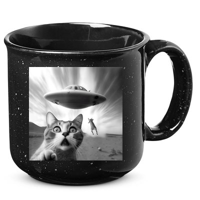 Alien UFO Funny Cat Selfie 15oz Campfire Ceramic Mug