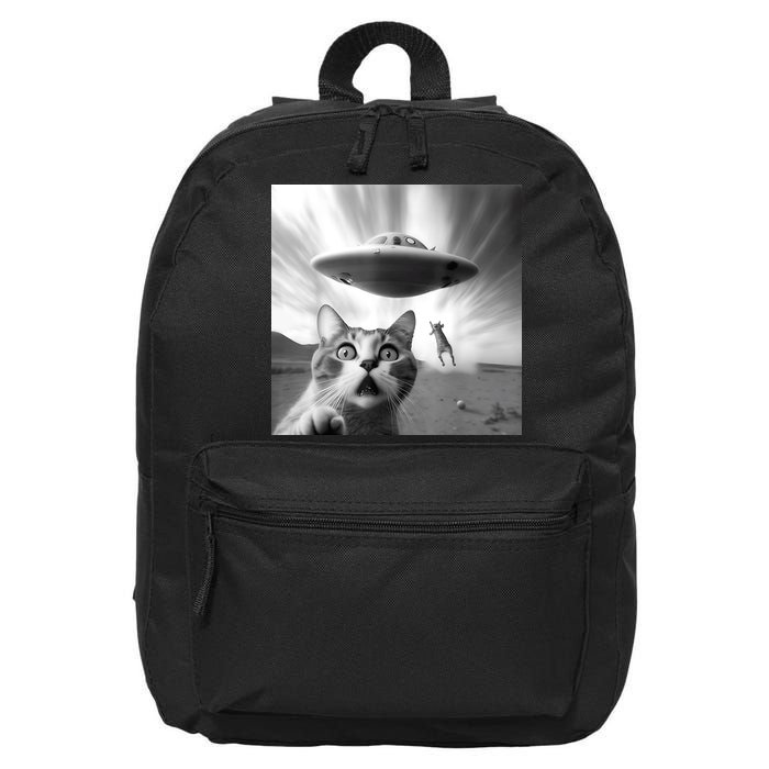 Alien UFO Funny Cat Selfie 16 in Basic Backpack