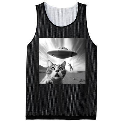 Alien UFO Funny Cat Selfie Mesh Reversible Basketball Jersey Tank