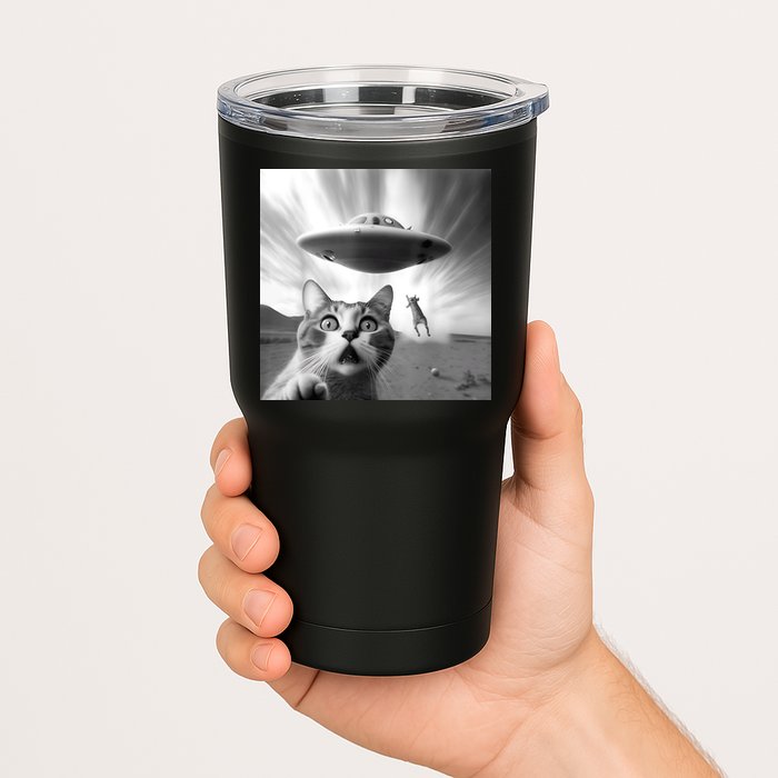 Alien UFO Funny Cat Selfie Tumbler