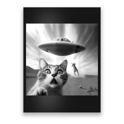 Alien UFO Funny Cat Selfie Poster