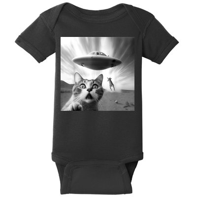 Alien UFO Funny Cat Selfie Baby Bodysuit
