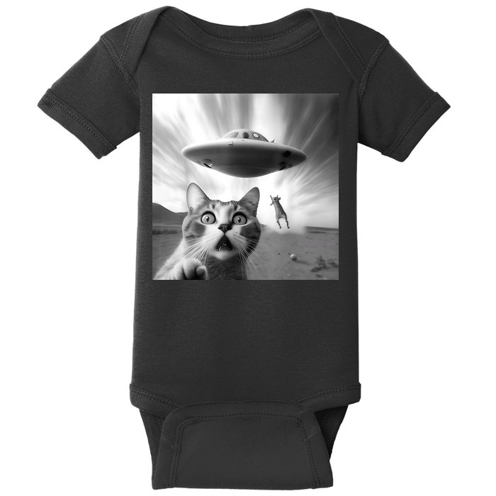 Alien UFO Funny Cat Selfie Baby Bodysuit
