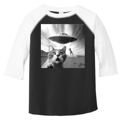 Alien UFO Funny Cat Selfie Toddler Fine Jersey T-Shirt