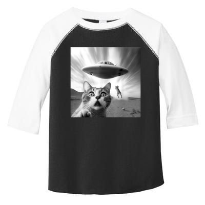 Alien UFO Funny Cat Selfie Toddler Fine Jersey T-Shirt