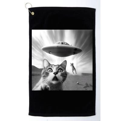 Alien UFO Funny Cat Selfie Golf Towel