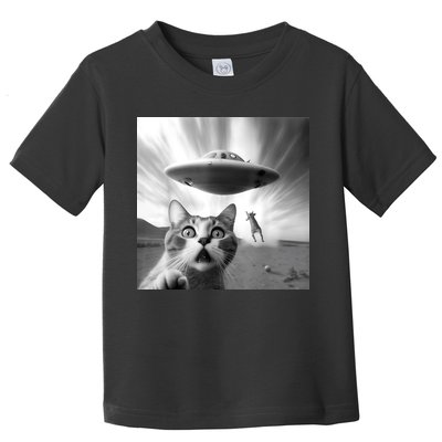 Alien UFO Funny Cat Selfie Toddler T-Shirt
