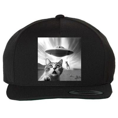 Alien UFO Funny Cat Selfie Wool Snapback Cap