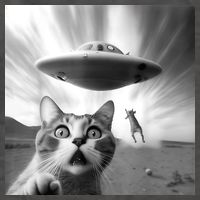 Alien UFO Funny Cat Selfie Vector Backpack
