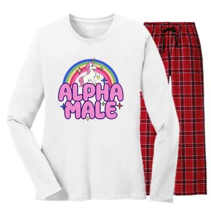 Alpha Unicorn Funny Sarcastic Ironic Weird Y2K Humor Women's Long Sleeve Flannel Pajama Set 