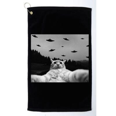 Alien UFO Funny Cat Platinum Collection Golf Towel