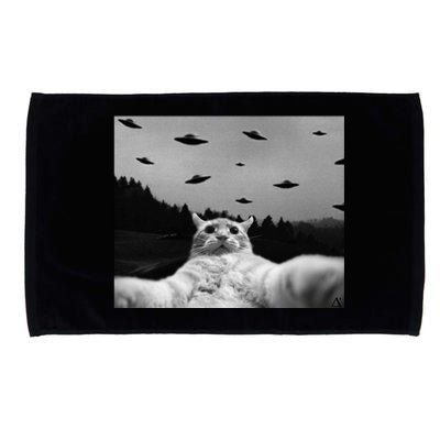 Alien UFO Funny Cat Microfiber Hand Towel