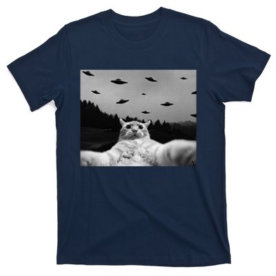 Alien UFO Funny Cat T-Shirt