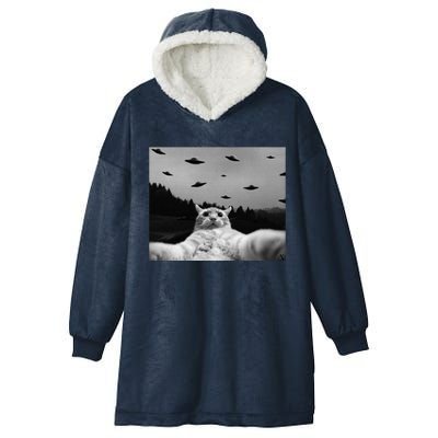 Alien UFO Funny Cat Hooded Wearable Blanket