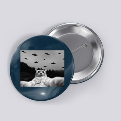 Alien UFO Funny Cat Button