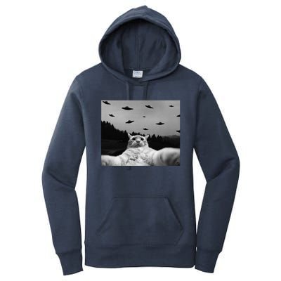 Alien UFO Funny Cat Women's Pullover Hoodie