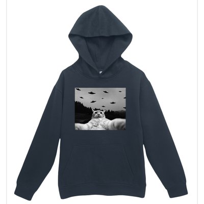 Alien UFO Funny Cat Urban Pullover Hoodie