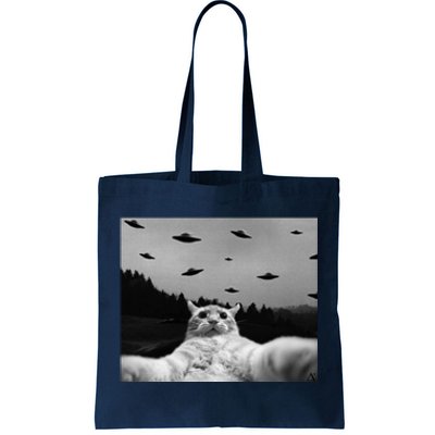 Alien UFO Funny Cat Tote Bag