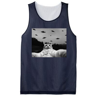 Alien UFO Funny Cat Mesh Reversible Basketball Jersey Tank