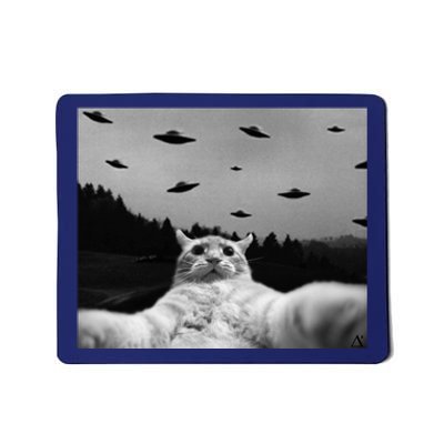 Alien UFO Funny Cat Mousepad