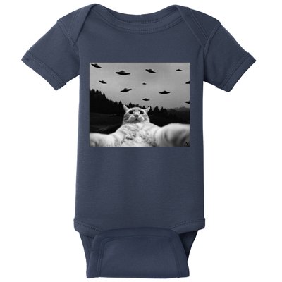 Alien UFO Funny Cat Baby Bodysuit