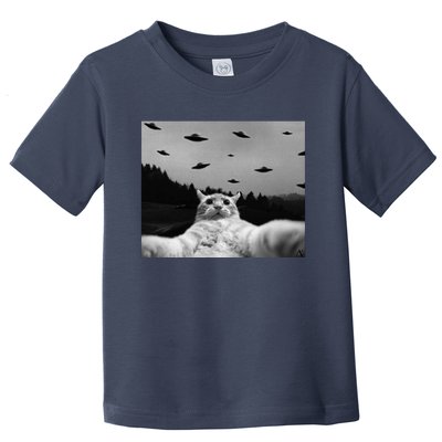 Alien UFO Funny Cat Toddler T-Shirt