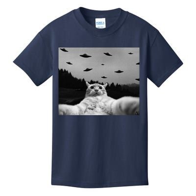 Alien UFO Funny Cat Kids T-Shirt