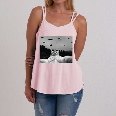 Alien UFO Funny Cat Women's Strappy Tank