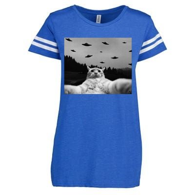 Alien UFO Funny Cat Enza Ladies Jersey Football T-Shirt