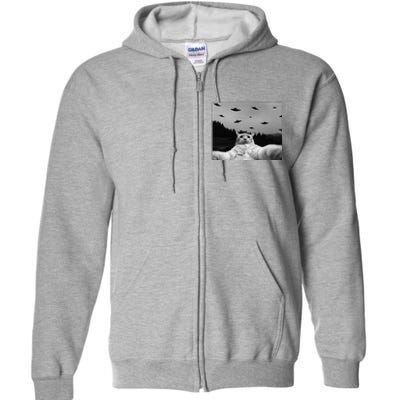 Alien UFO Funny Cat Full Zip Hoodie